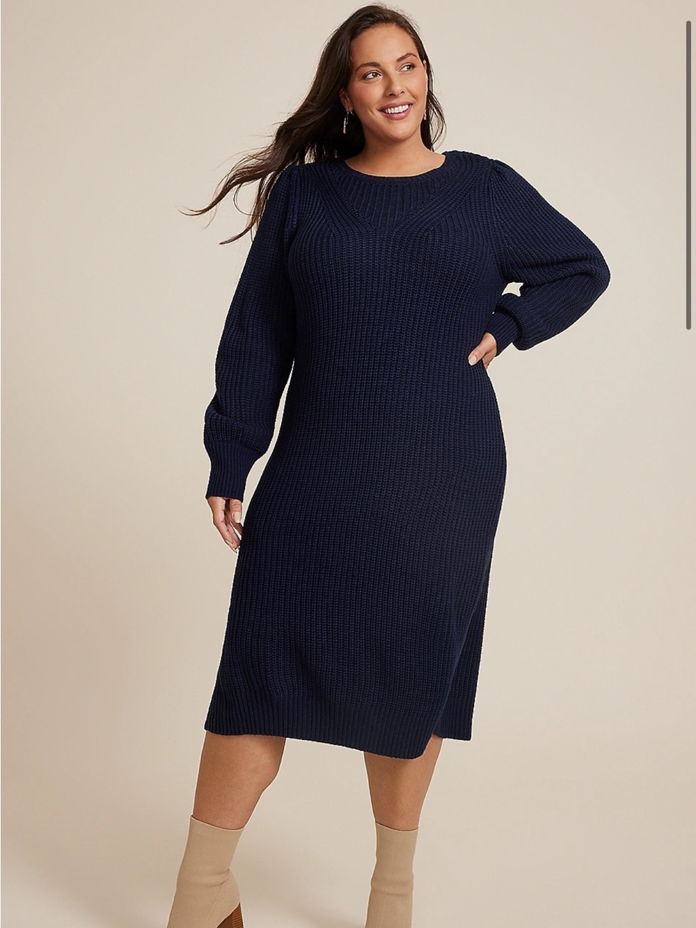 Maurices Navy Blue Sweater Dress Long Sleeve Cable Knit Bodycon